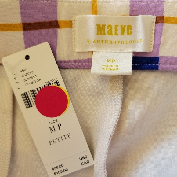 NWT Maeve by Anthropologie Susanna Cropped Flare Plaid Pants Size Medium Petite - Picture 3 of 7